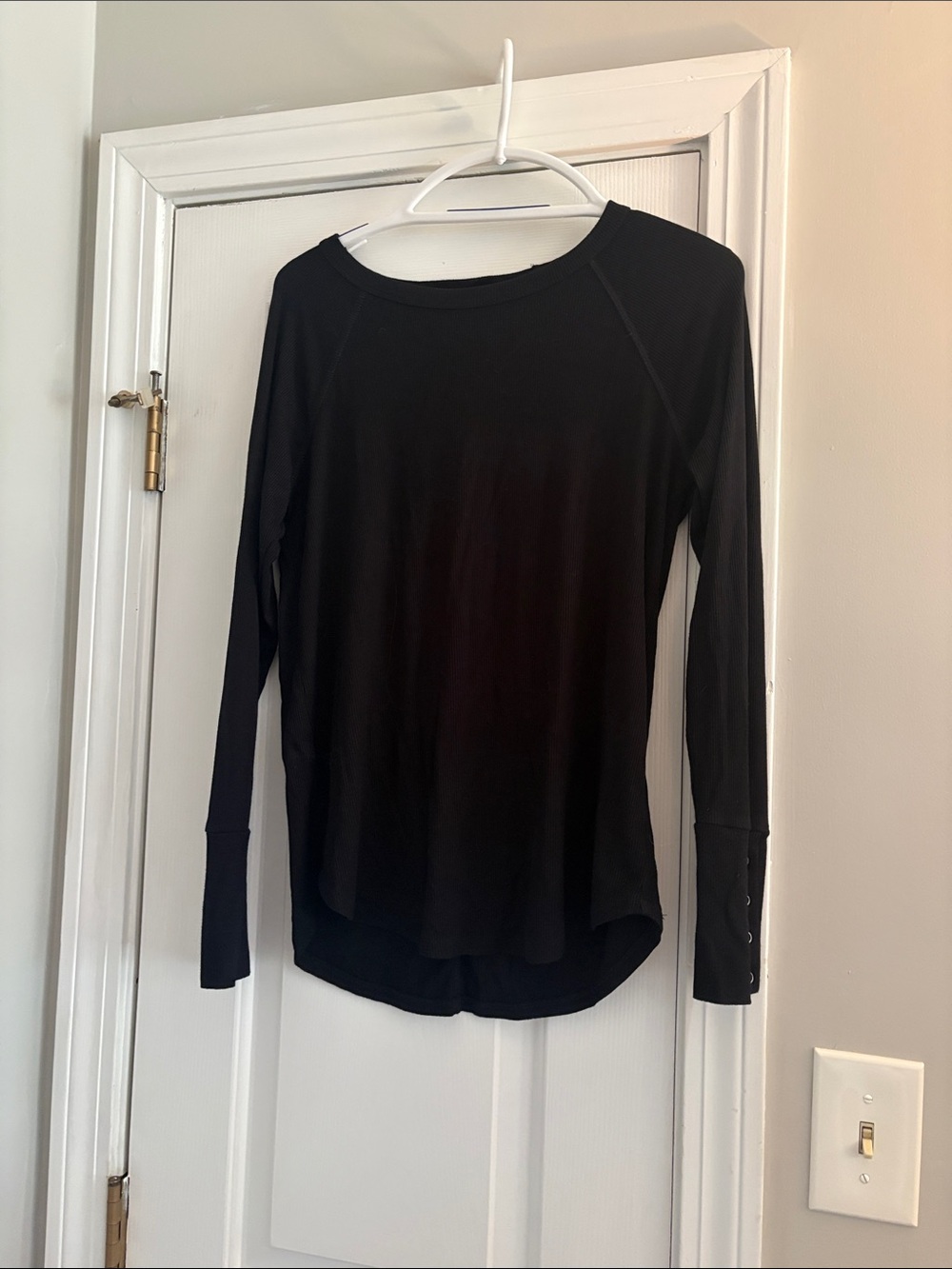 Black Long-Sleeve Scoop Neck Women's Top